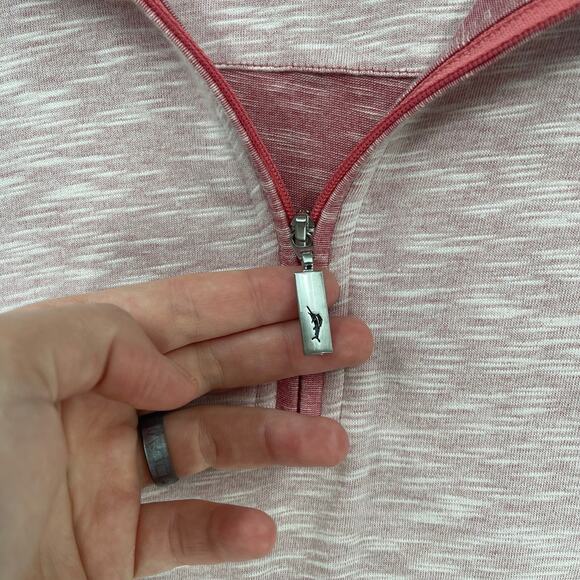 Tommy Bahama Shirt Mens Small Red Quarter Zip Pullover Island Zone Long Sleeve - Picture 3 of 9